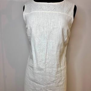 DANA BUCHMAN Linen Eyelet Ivory Dress